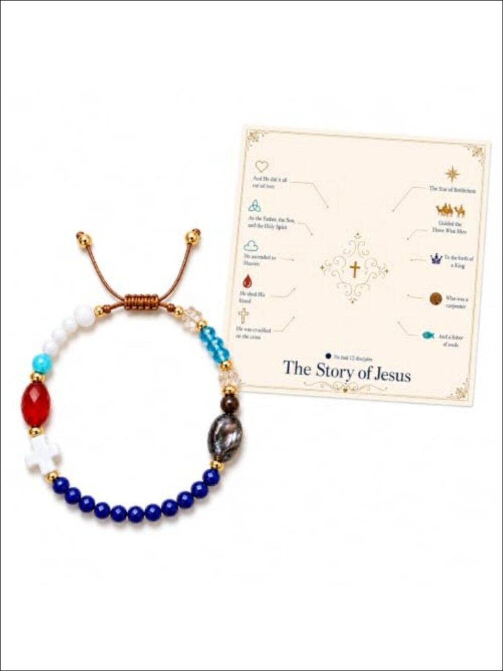 Adjustable Beaded Story of Jesus Bracelet Christian Faith Jewelry Gift